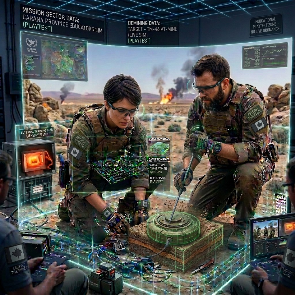 Valente Productions - previsualization of the XR explosive awareness and demining research prototype, ahead of November-December 2026 playtesting